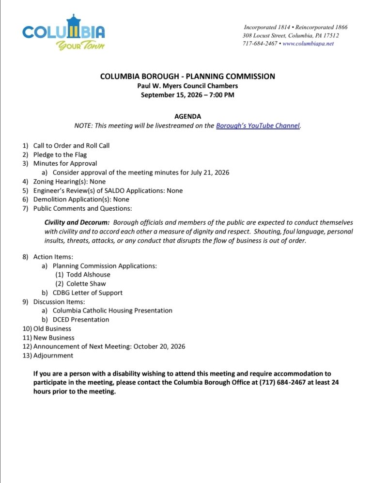 Columbia Planning Commission to Review Housing Initiatives, Development Applications at Sept. 15 Meeting