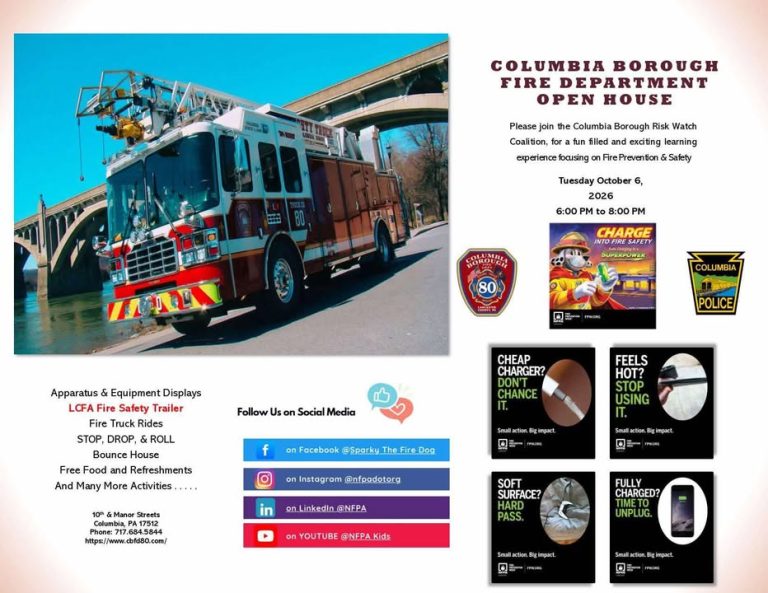 Columbia Borough Fire Department Opens Its Doors to the Community Tonight